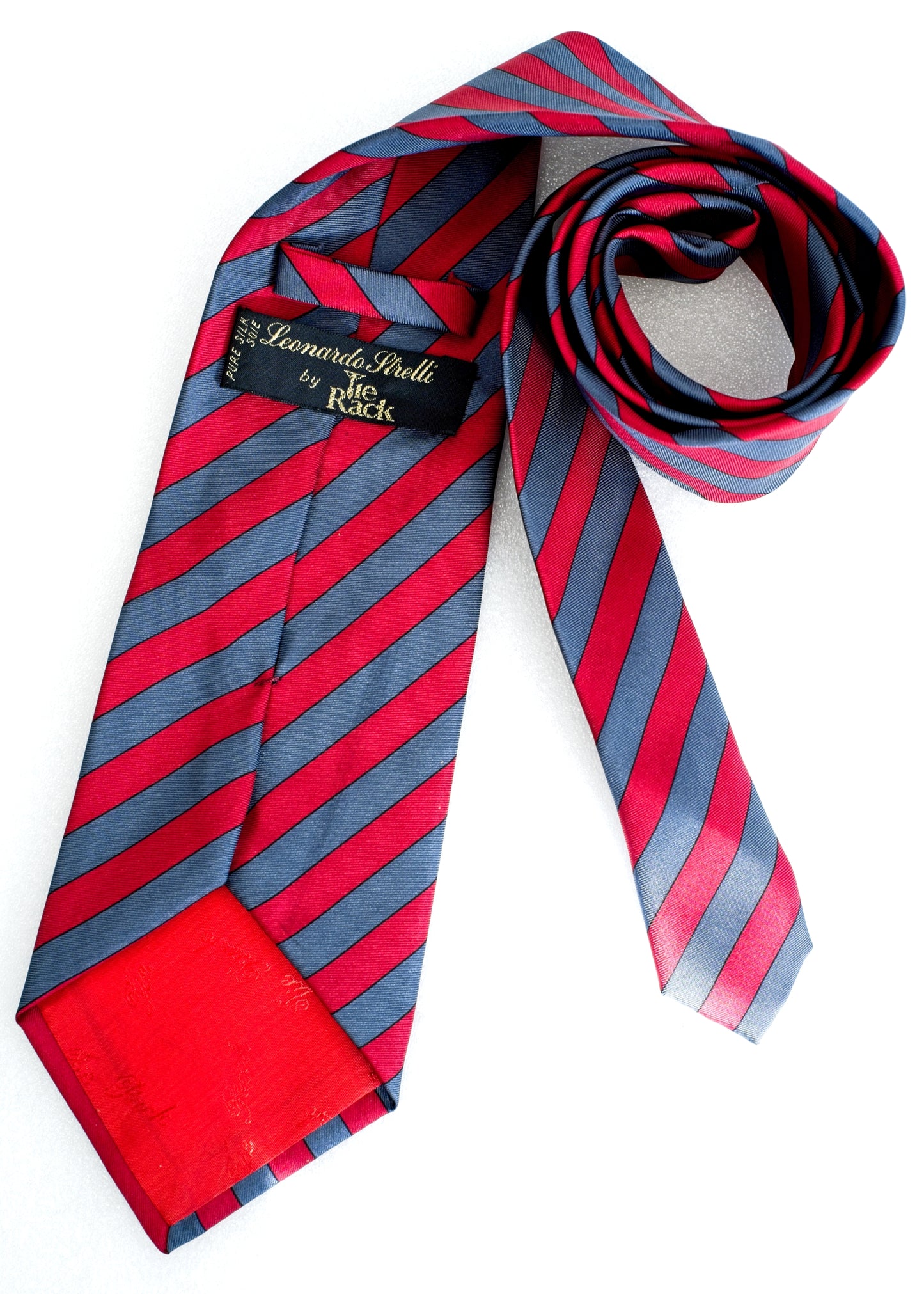 Vintage Red Blue Striped Silk Tie • Leonardo Strelli by Tie Rack