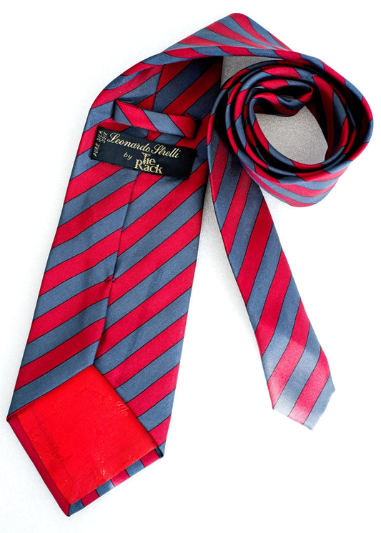 Vintage Red Blue Striped Silk Tie • Leonardo Strelli by Tie Rack