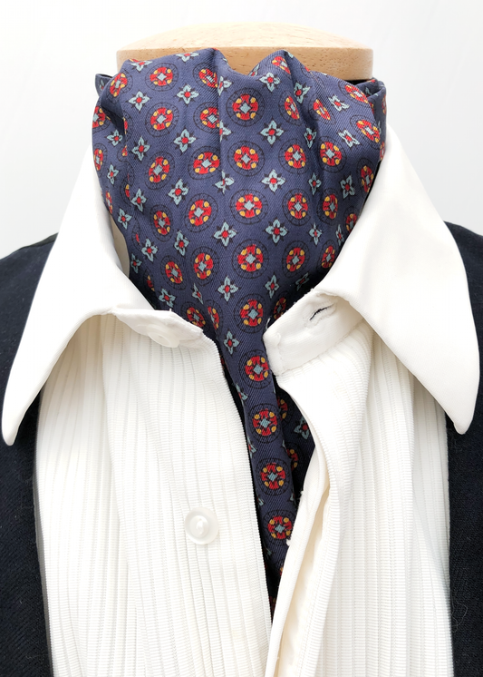 Vintage 50s Blue Silk & Cotton Cravat