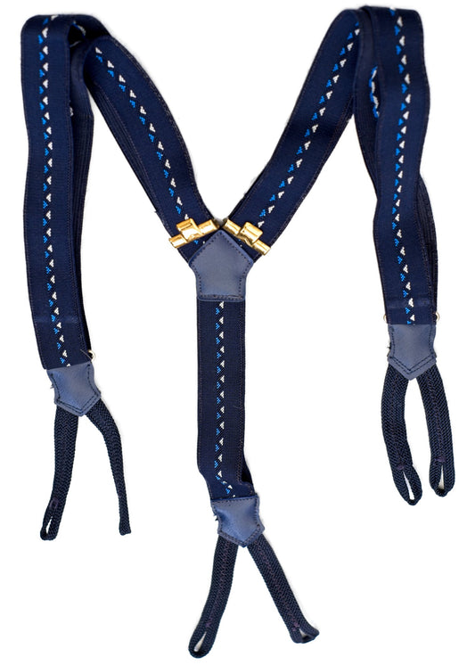 Vintage Blue Elasticated Button Braces • Suspenders