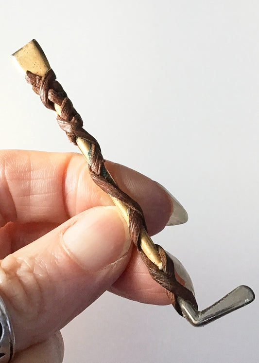 1930s Leather Wrapped Brass Golf Club Tie Clip