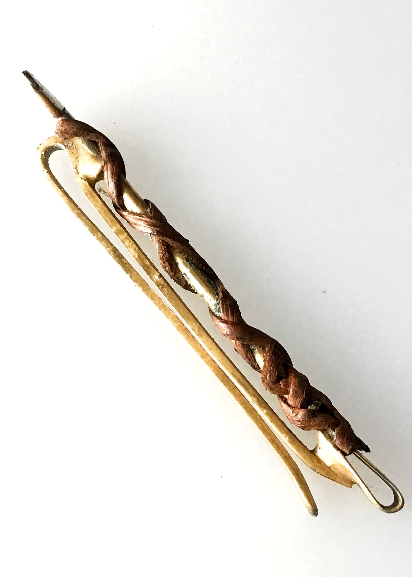 1930s Leather Wrapped Brass Golf Club Tie Clip