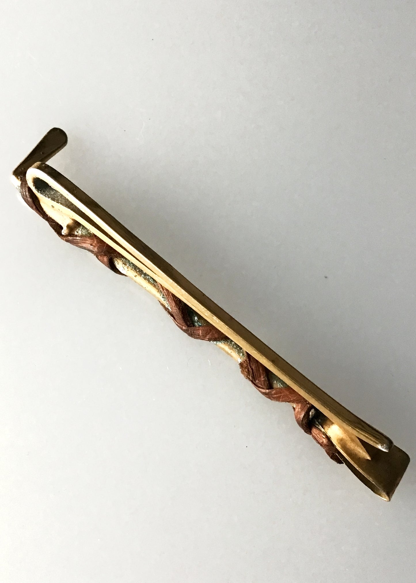 1930s Leather Wrapped Brass Golf Club Tie Clip