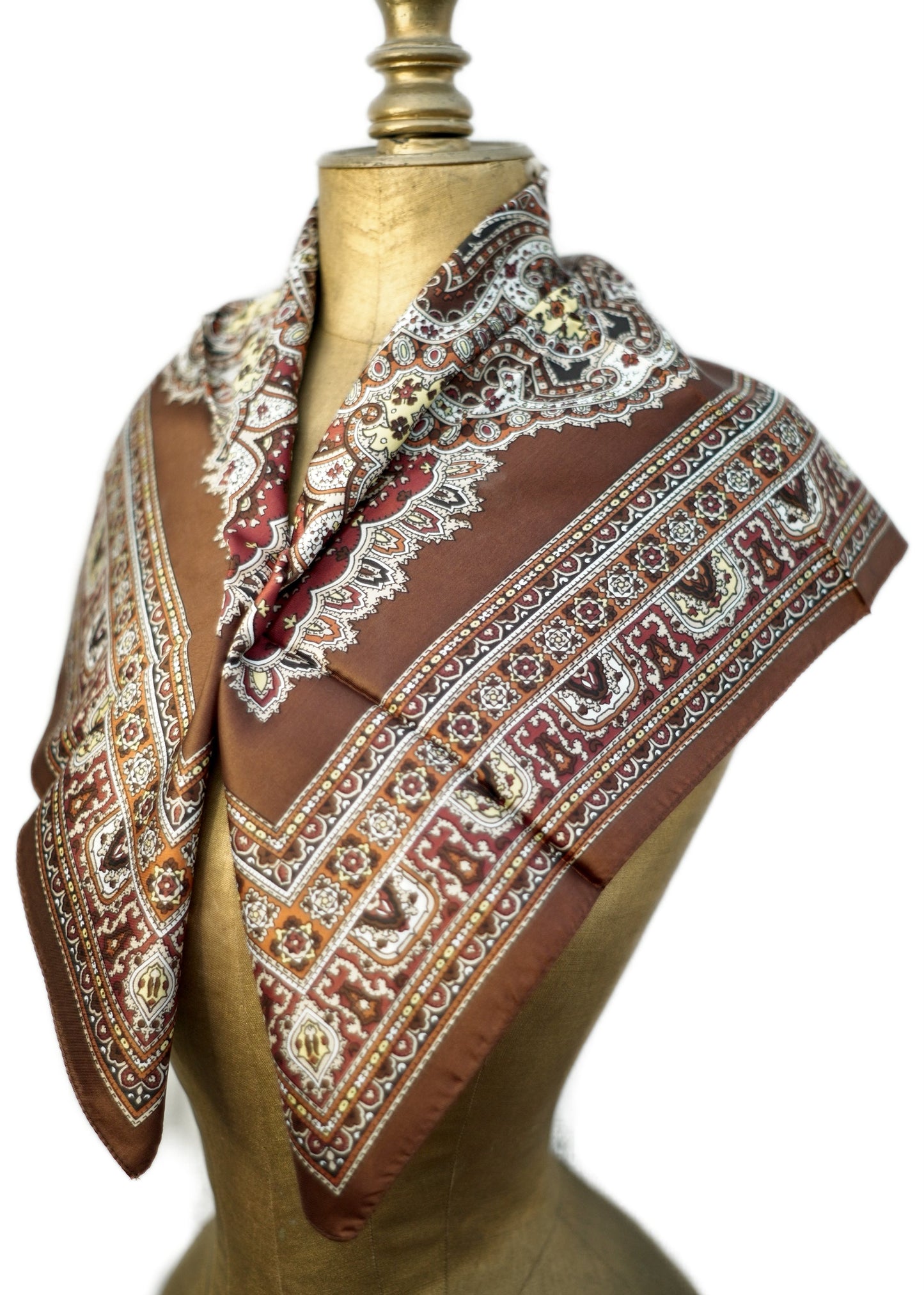 vintage brown, orange and yellow headscarf made in italy