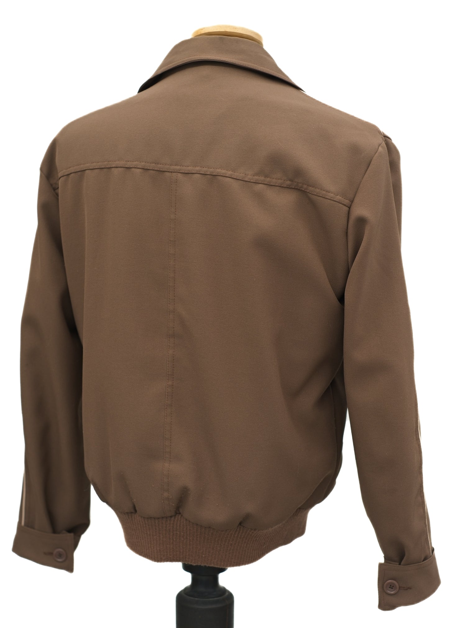 Men's Vintage Brown Zipped Sports Jacket with Piping • 38" - 40"