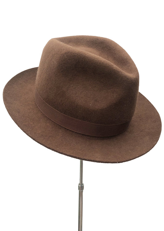Retro DH Brown Felt Trilby Hat • UK7