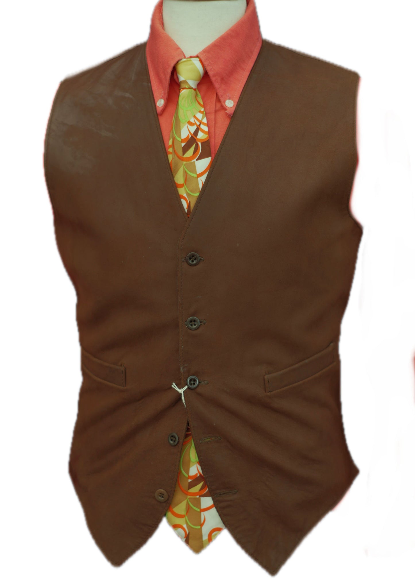 Vintage Brown Suede Waistcoat • 4 Pockets