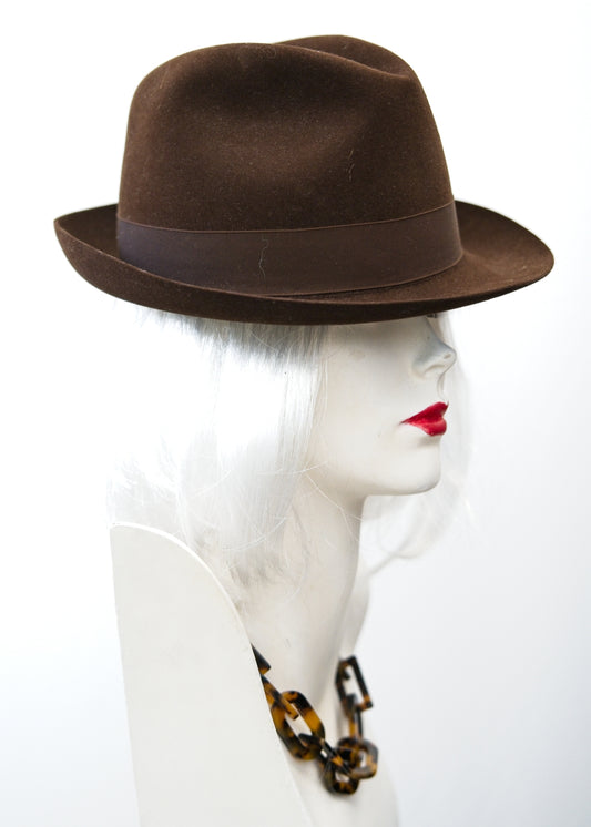 Vintage Dunn & Co Ltd Brown Felt Trilby Hat • 6 5/8 • 54