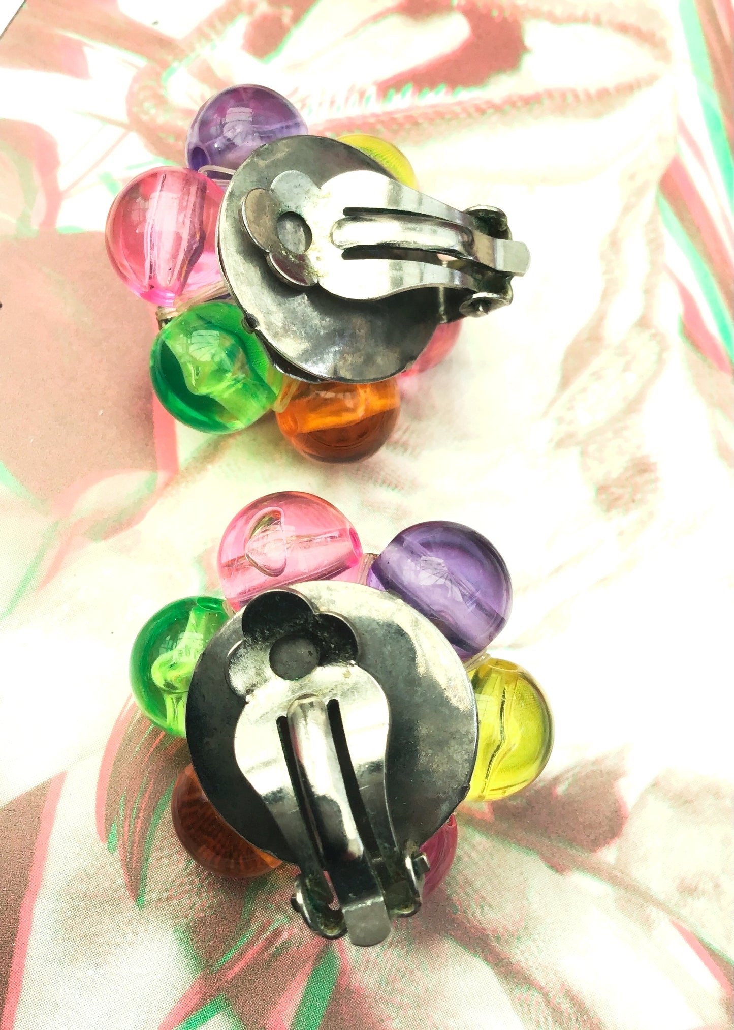 Fabulous Colourful Bead Cluster Clip On Earrings