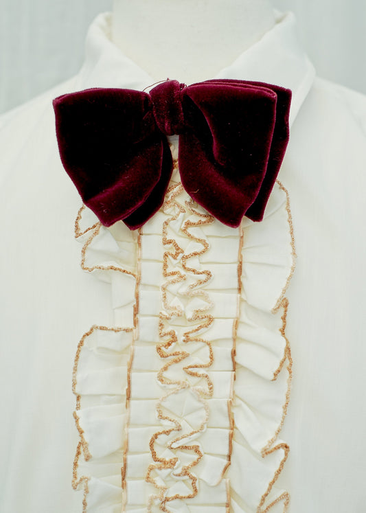 1970s Vintage Burgundy Velvet Acko Bow Tie