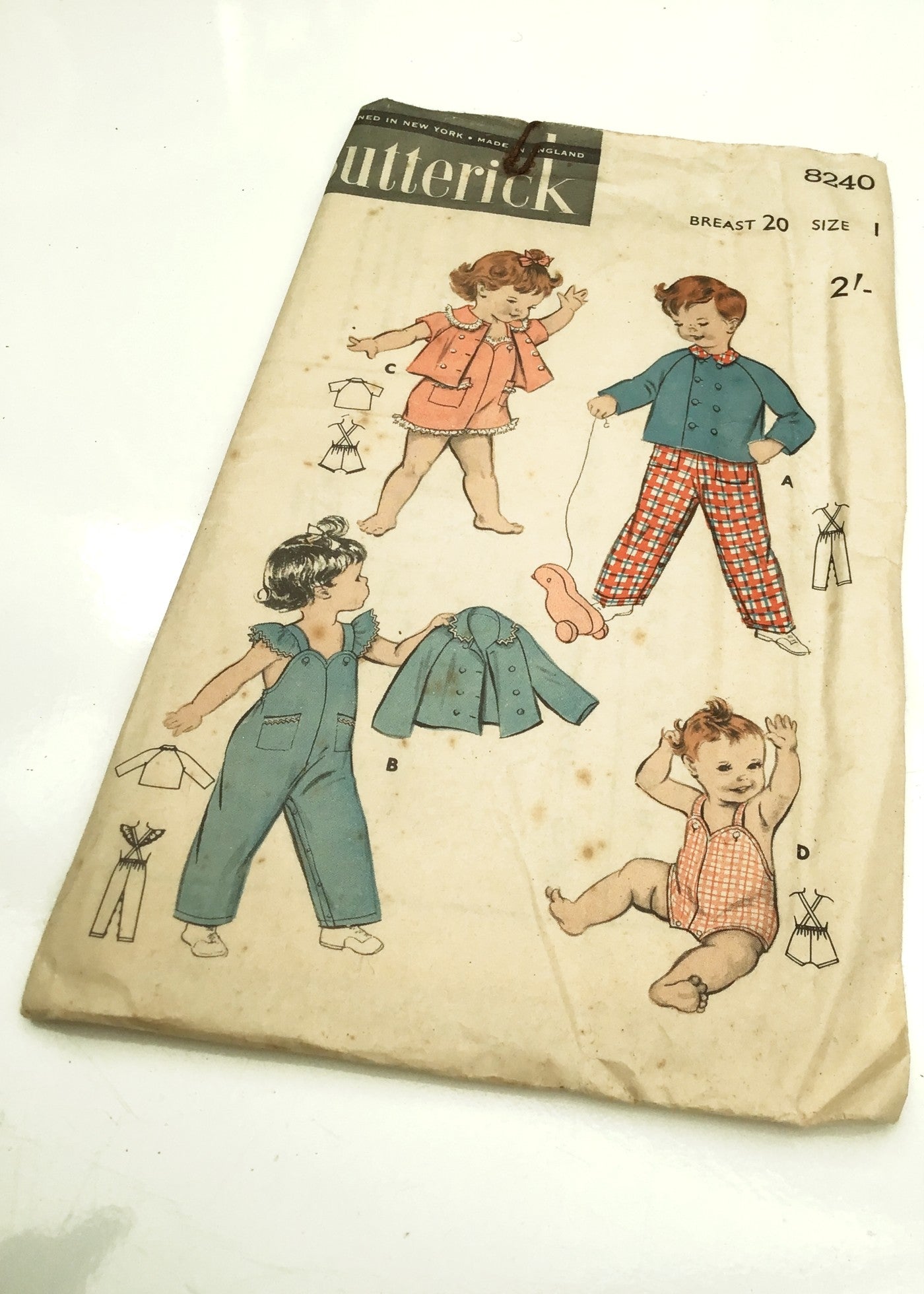 1960s Vintage Butterick #8240 Dressmaking Pattern • Toddler's Play Clothes