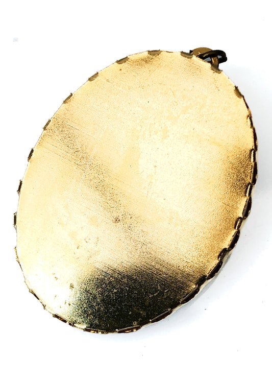 Vintage 70s Celluloid Cameo Pendant • Floral