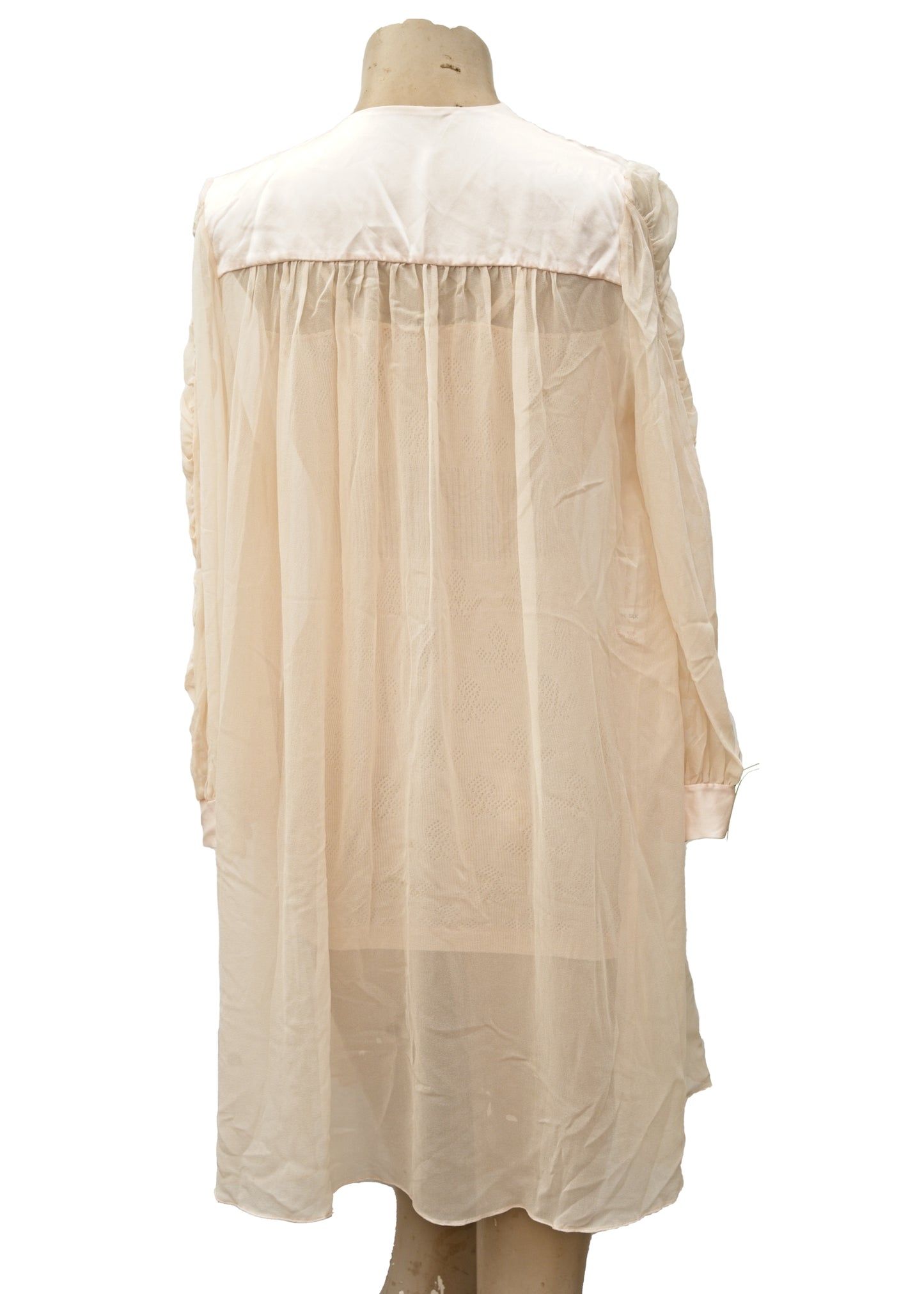 Gorgeous Vintage Apricot Pink Charlotte Hilton Silk Georgette Peignoir Robe