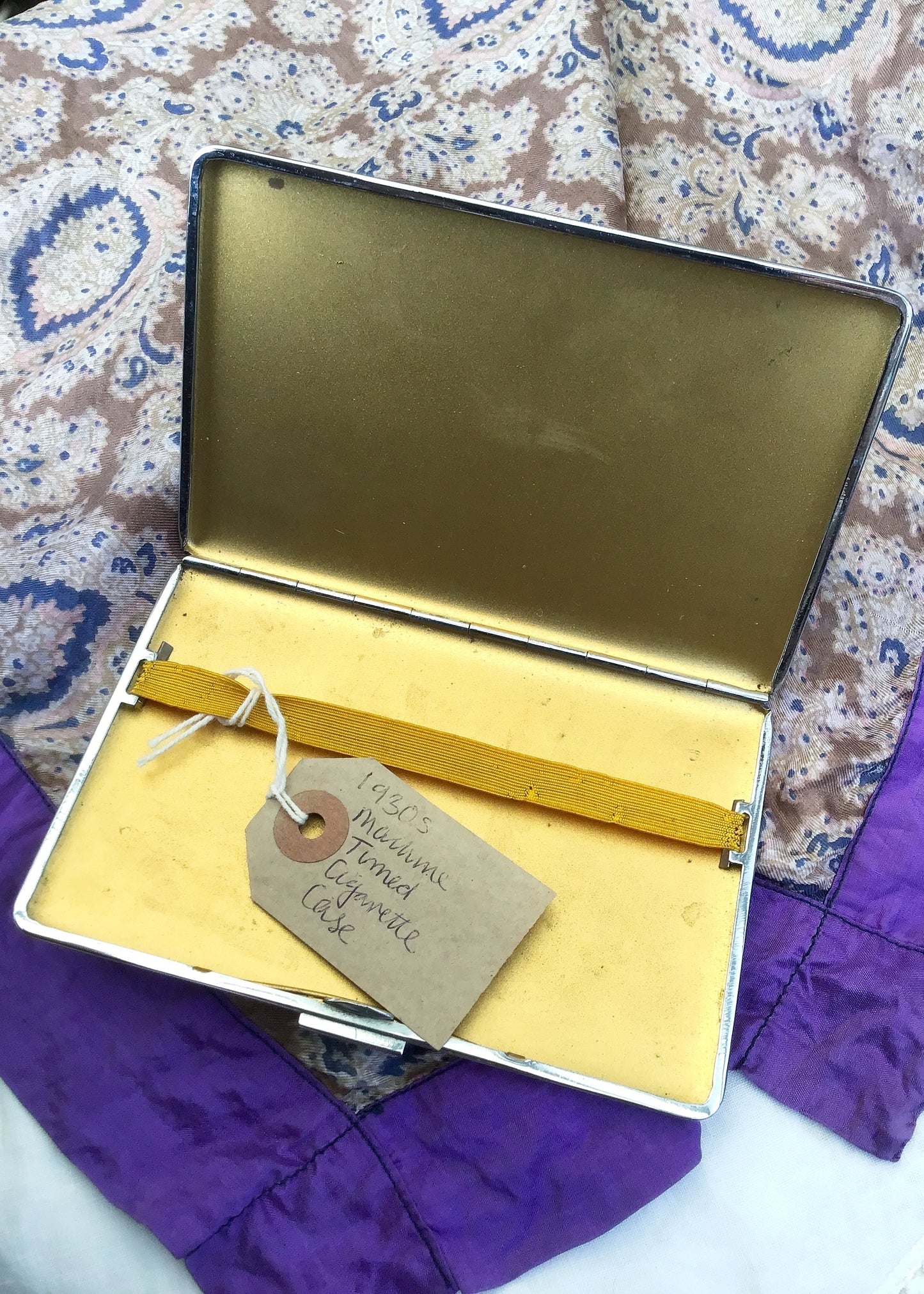 Vintage 30s Machine Turned Silver Tone Cigarette Case