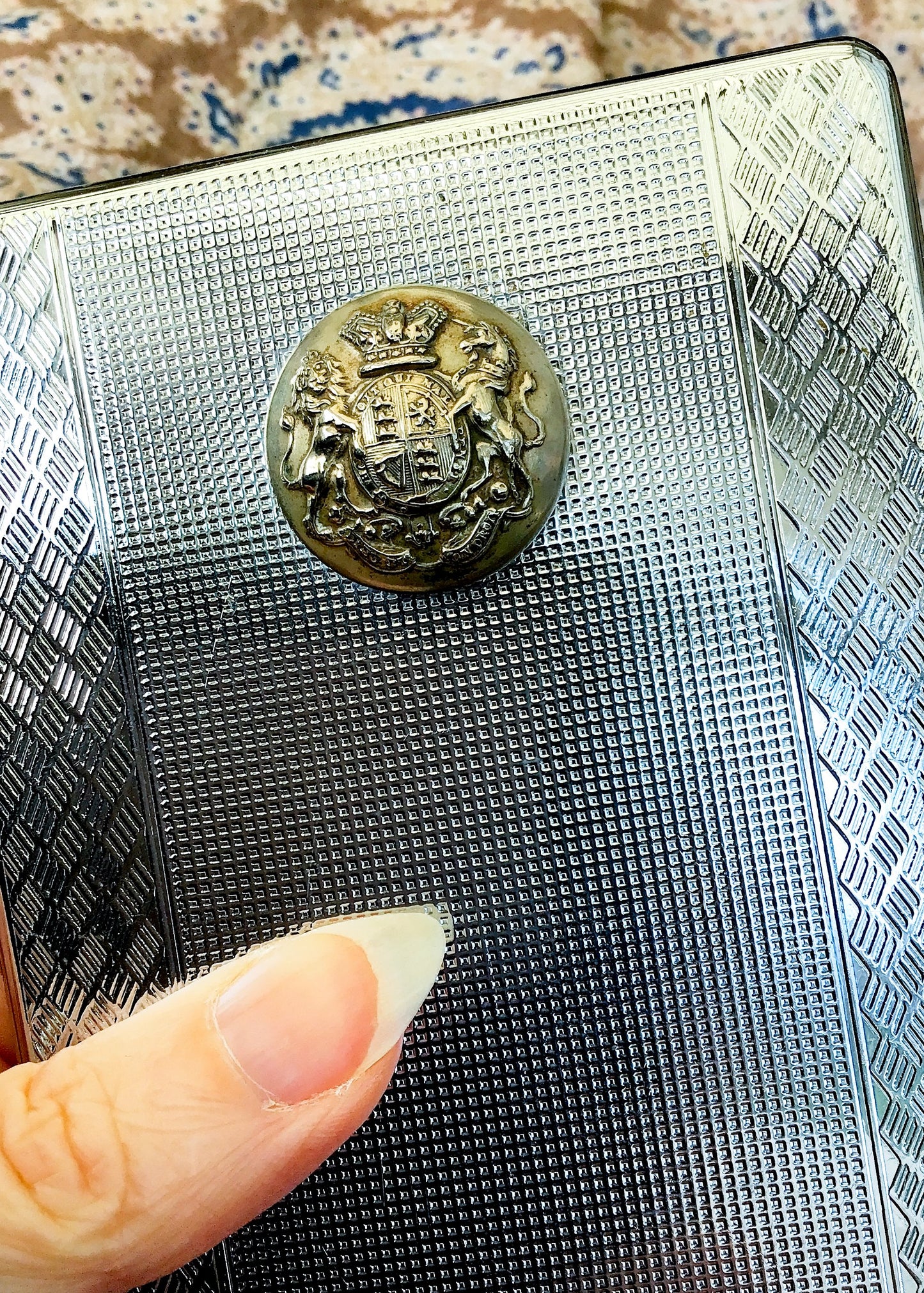 Vintage 30s Cigarette Case With Military Button • Militaria