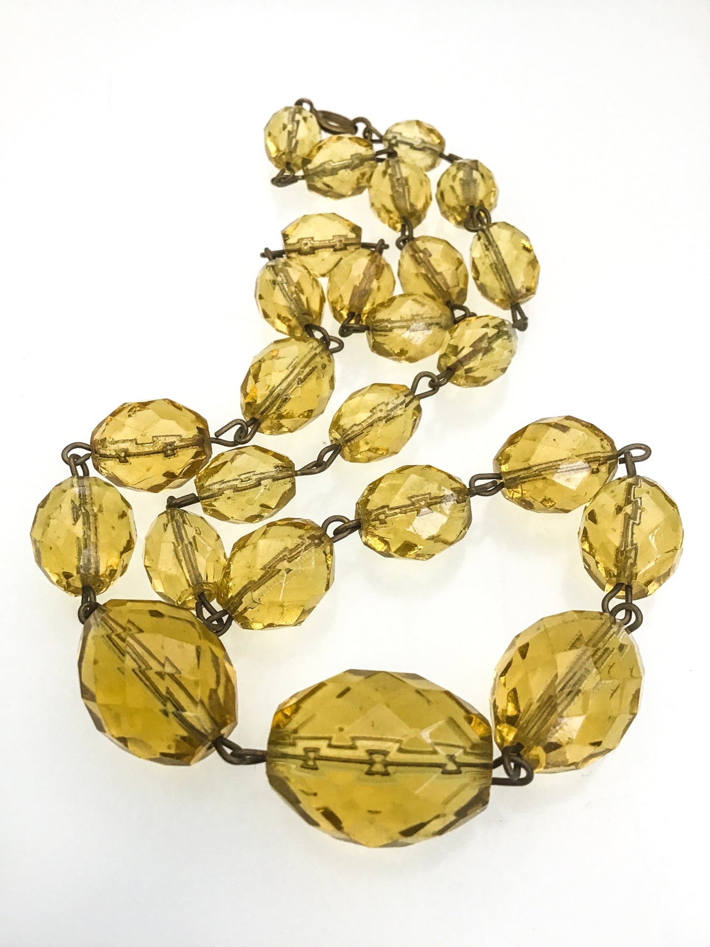 vintage 1930s art deco citrine bead necklace