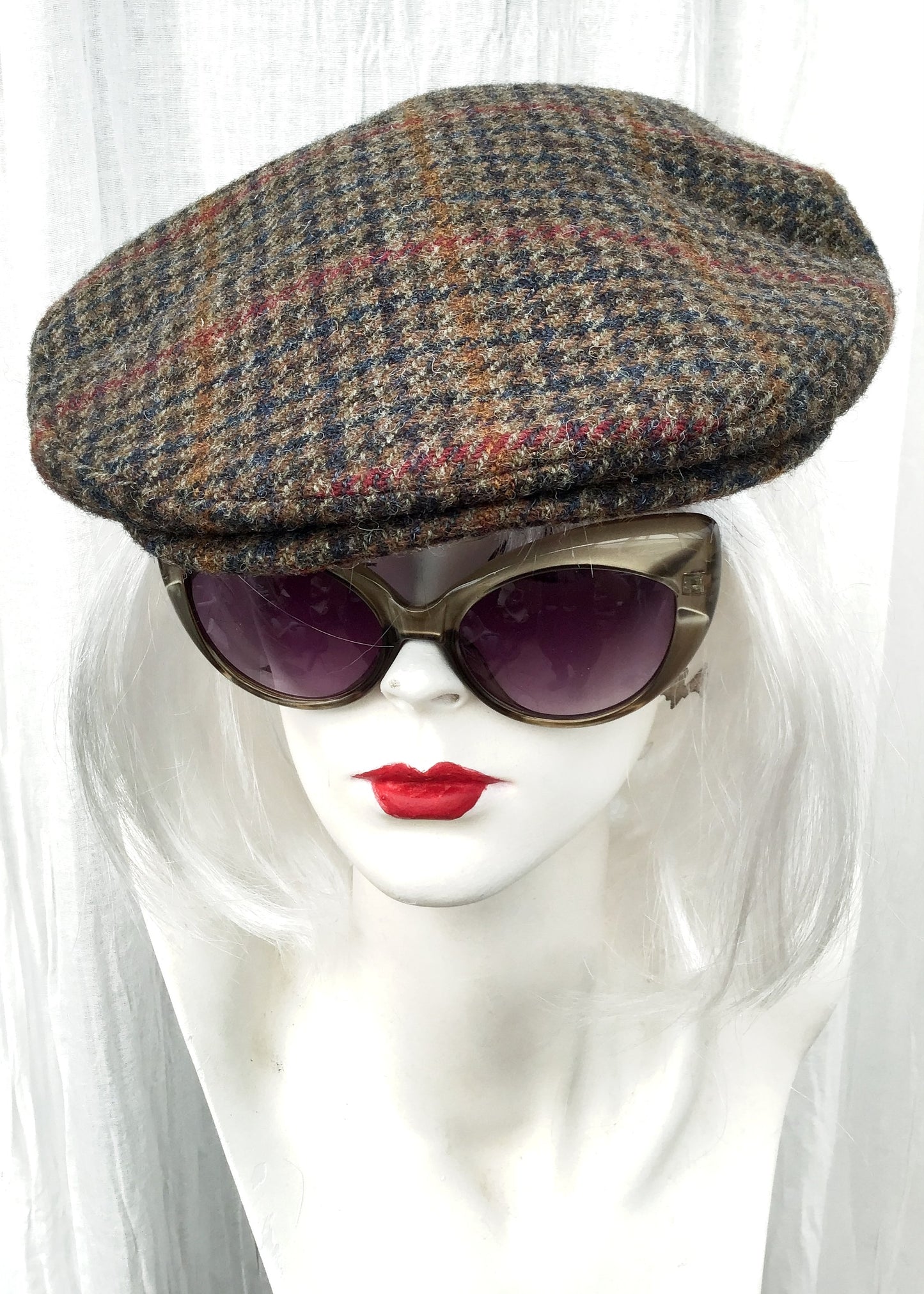 Classic Brown Harris Wool Tweed Flat Cap