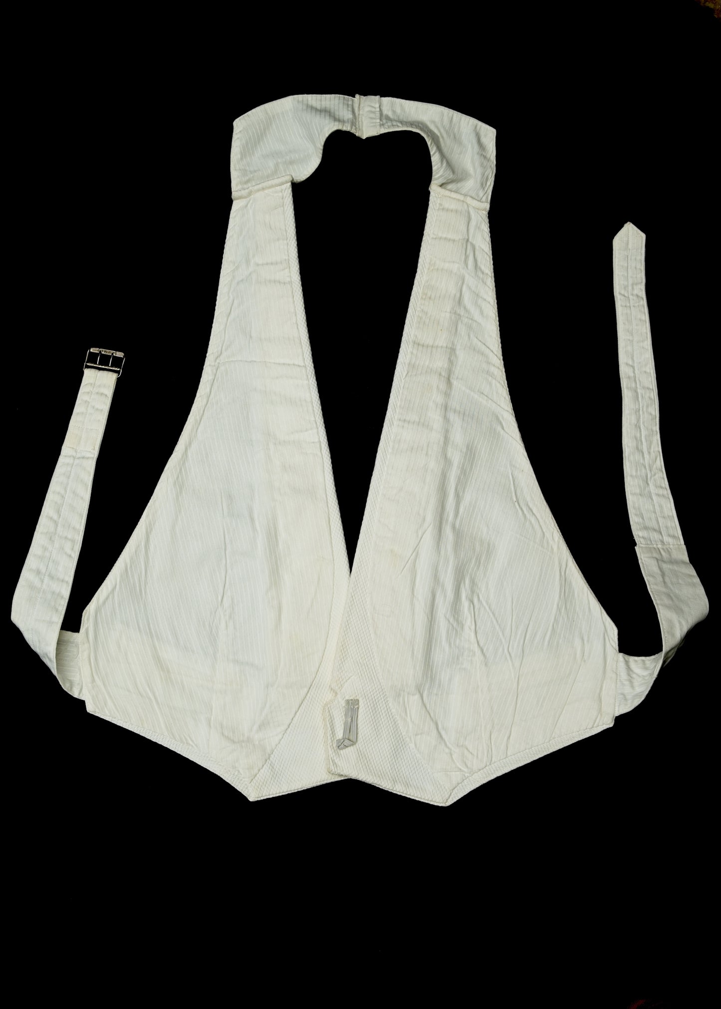 Vintage 1910s White Marcella Belted Waistcoat • 40" Unstarched