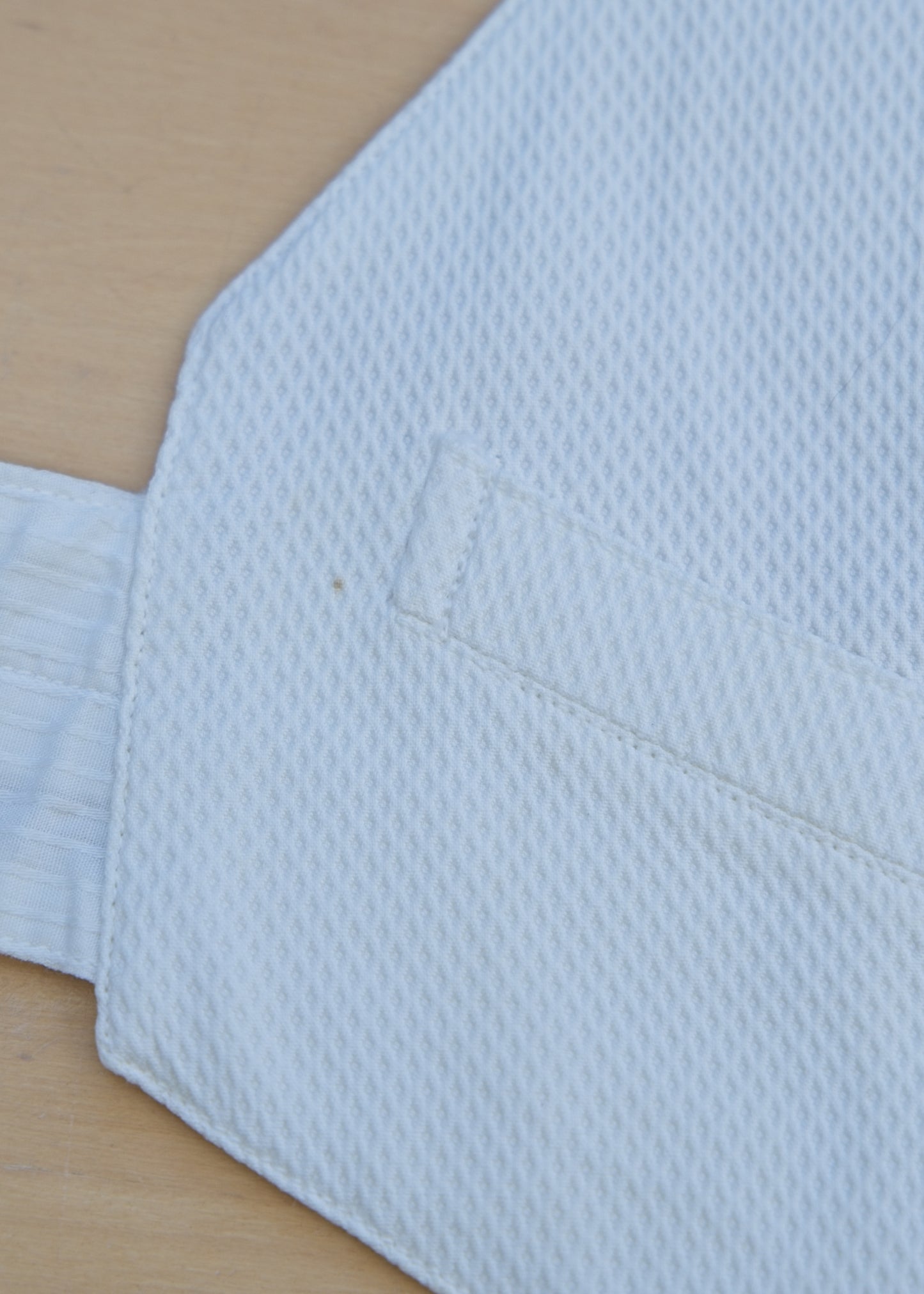 Vintage 1910s White Marcella Belted Waistcoat • 40" Unstarched