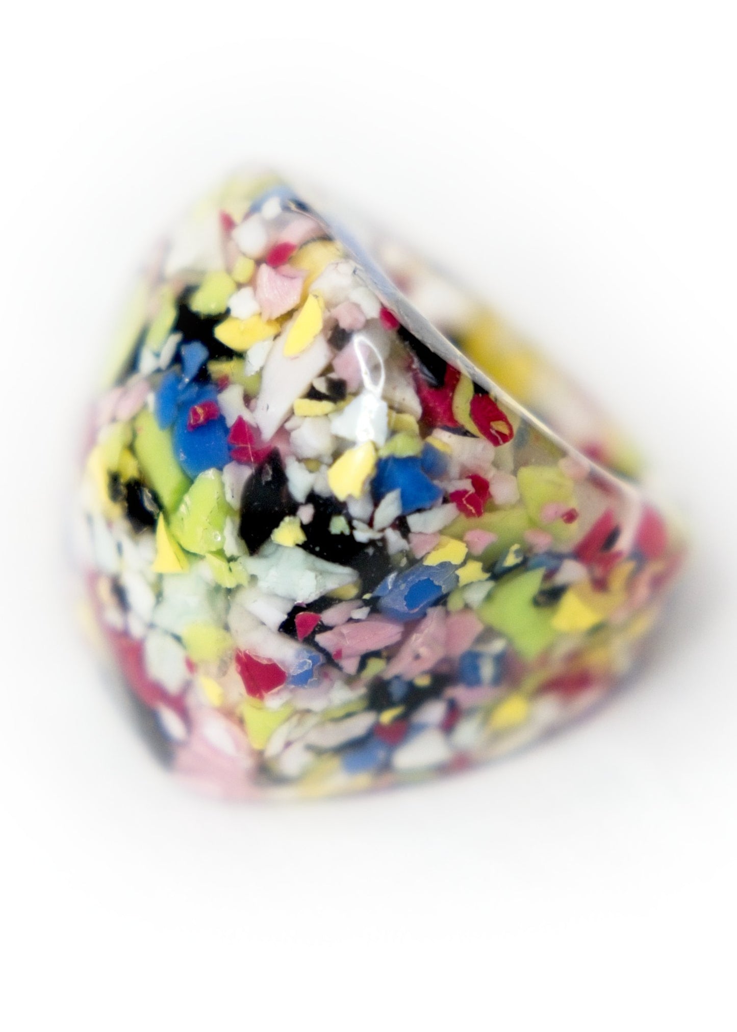 Retro Colourful Composite Confetti Lucite Bubble Ring