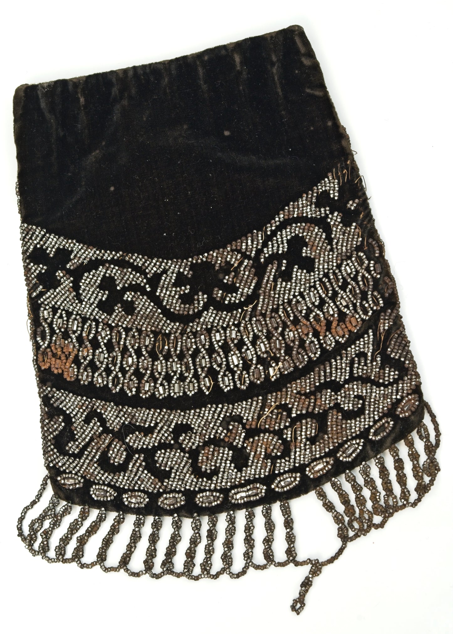 Antique Victorian Mourning Purse Reticulewith Cut Steel Beads • Wounded
