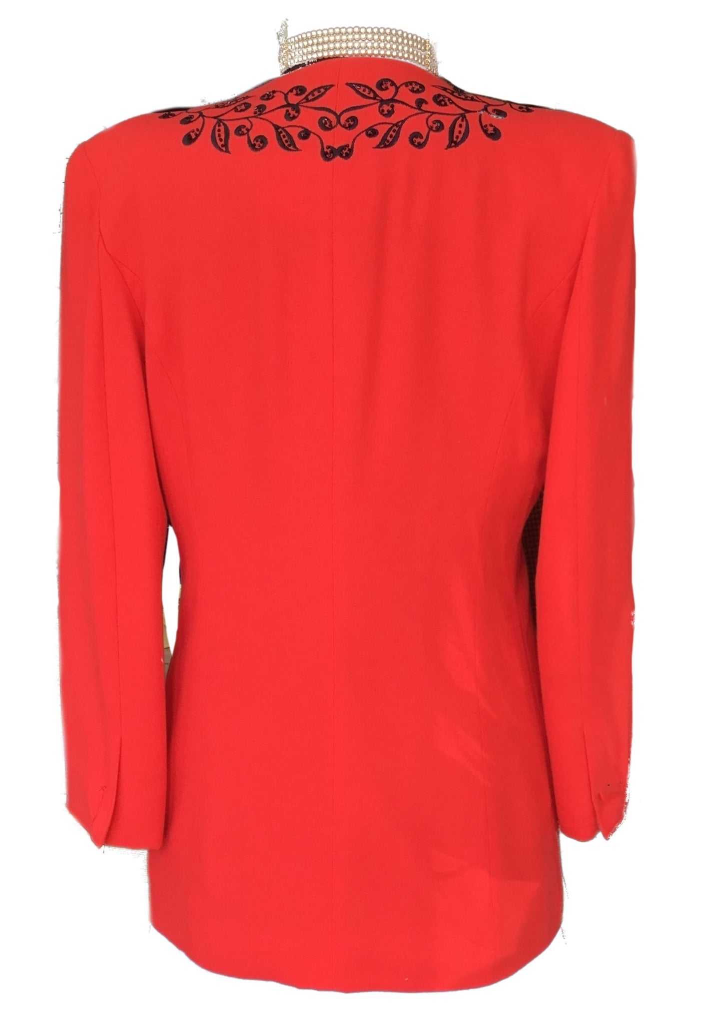 1980s Red Embellished Beaded David Emanuel Blazer Jacket • Diana