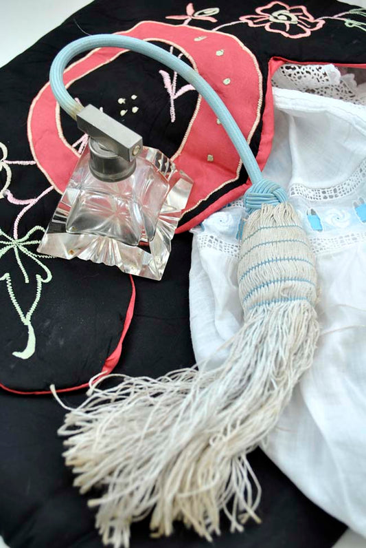 1930s Vintage Art Deco Lead Crystal Perfume Atomiser Bottle