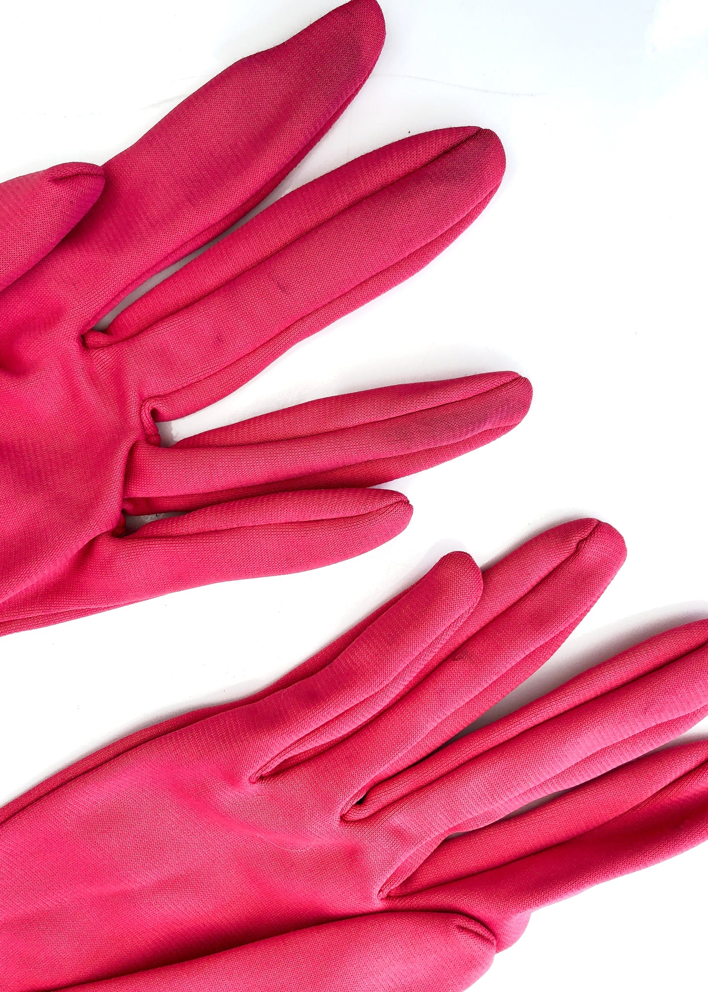 1950s Vintage Hot Pink Ruched Cocktail Gloves • 6.5