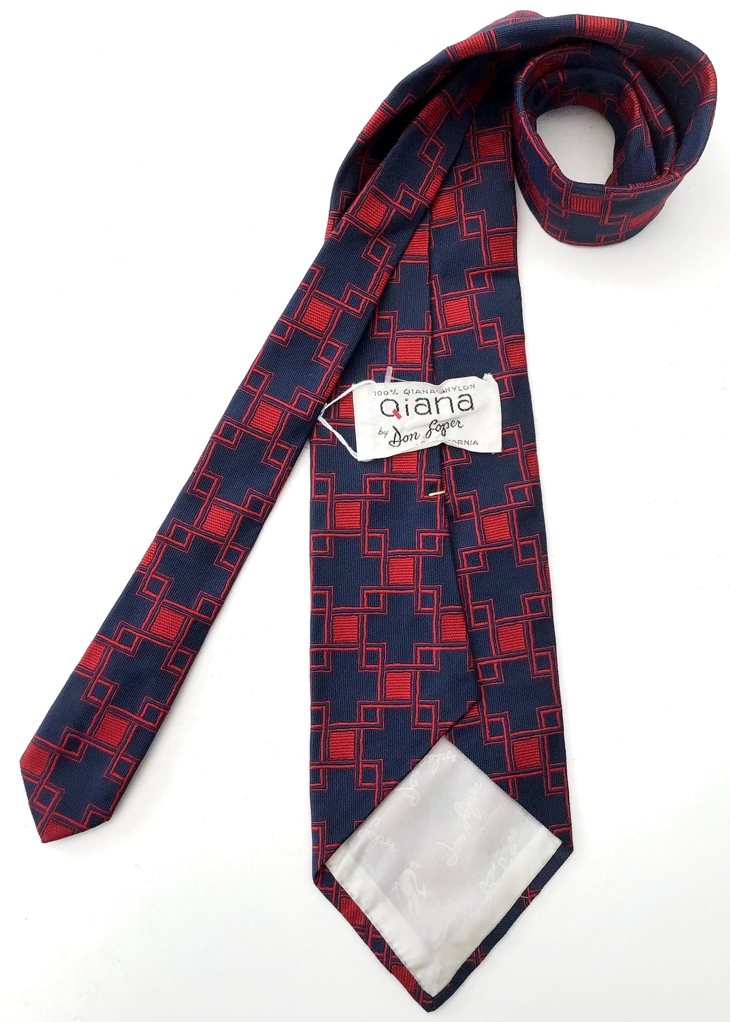 Men's Vintage Blue Geometric Don Loper Neck Tie