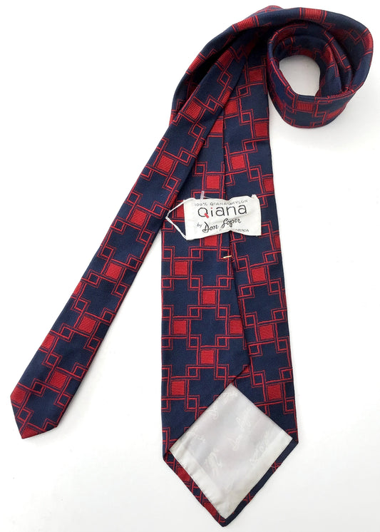 Men's Vintage Blue Geometric Don Loper Neck Tie