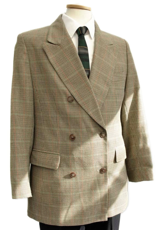 vintage 70s  double breasted tweed plaid jacket