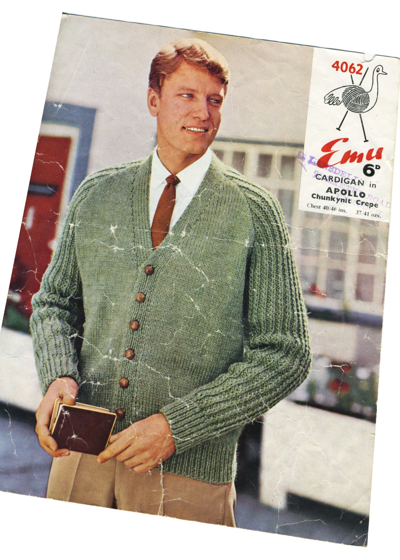 1950s Men's Cardigan Knitting Pattern Emu #4062