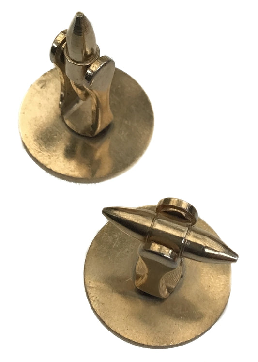 Vintage Round Engraved Fish Gilt Cufflinks