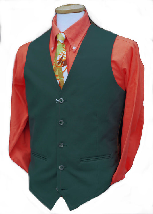 1970s Vintage Forest Green Nylon Waistcoat