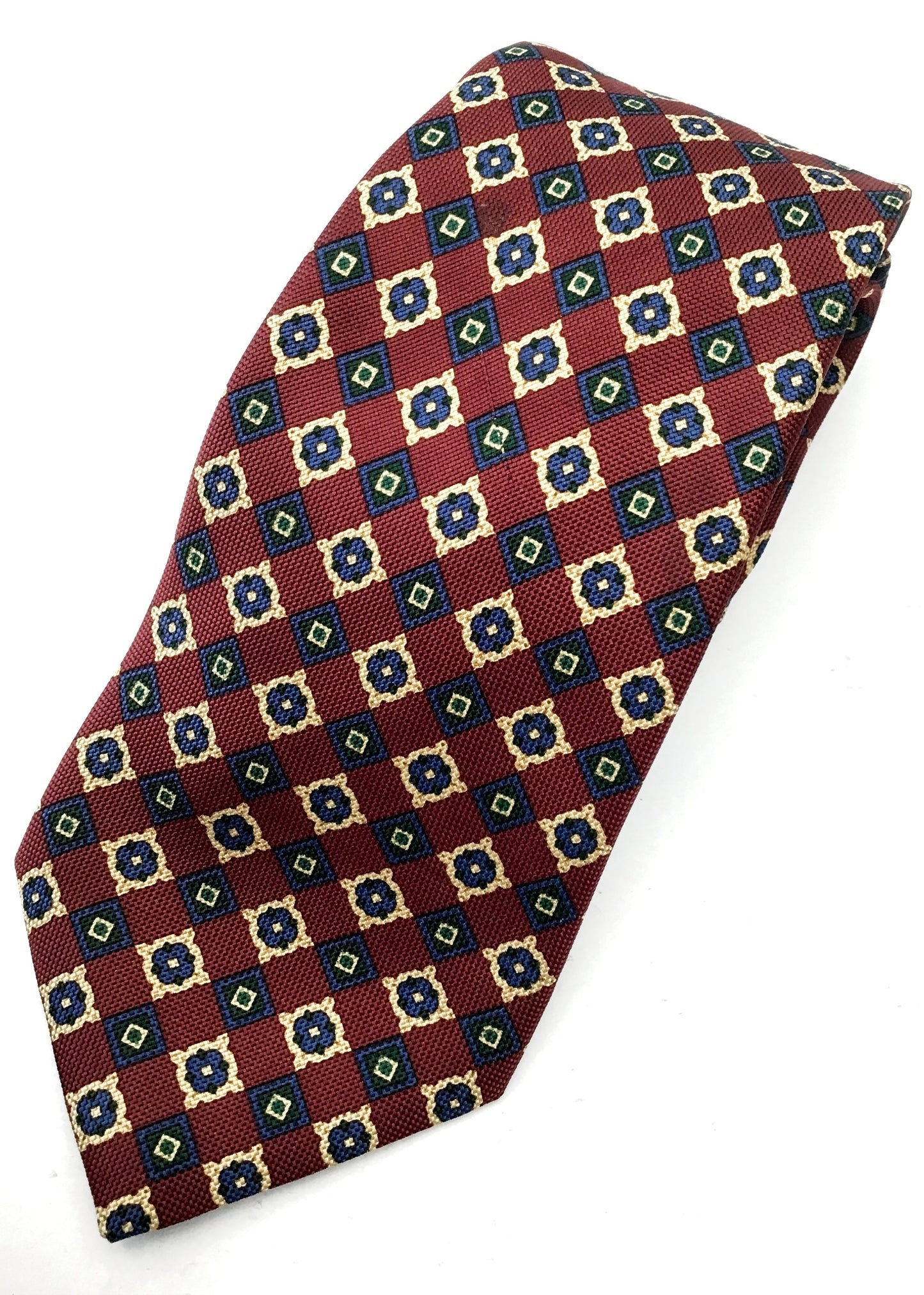 Men's Silk Tie Burgundy Navy Blue Necktie for Gieves & Hawkes