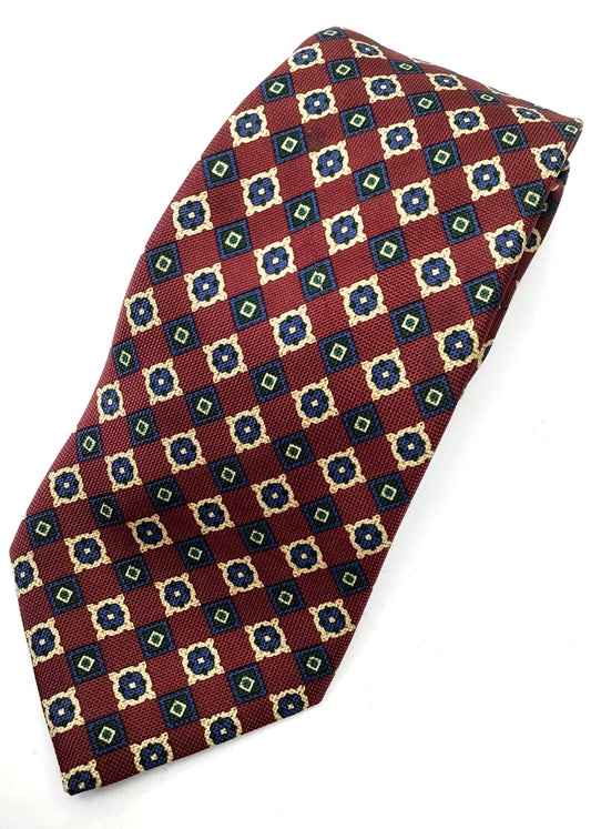 Men's Silk Tie Burgundy Navy Blue Necktie for Gieves & Hawkes