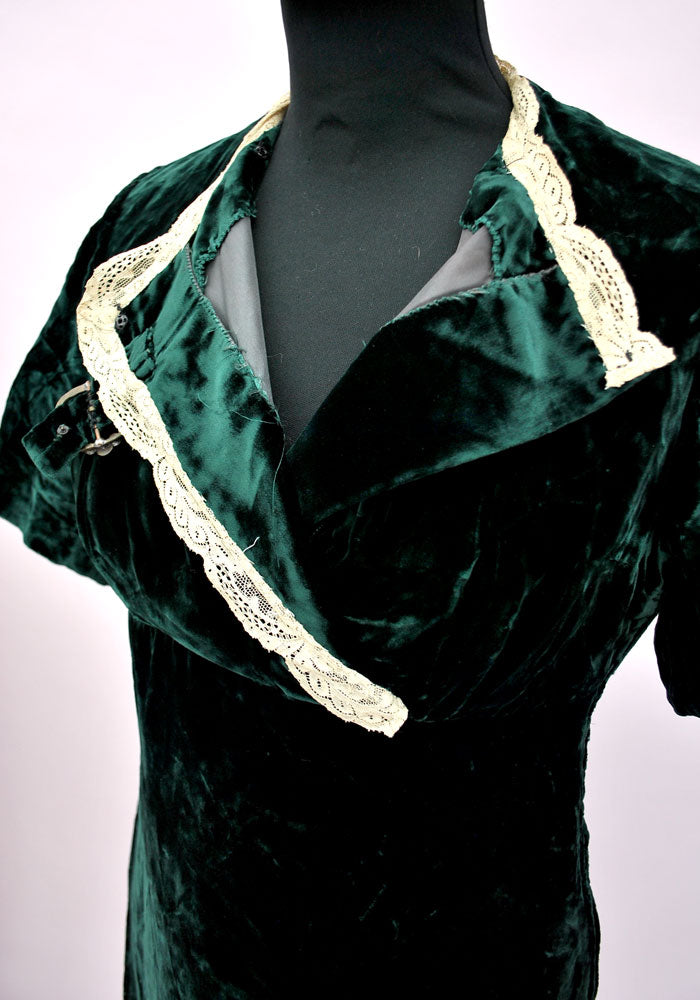 Vintage Green Velvet Mod Mini Dress • 60s