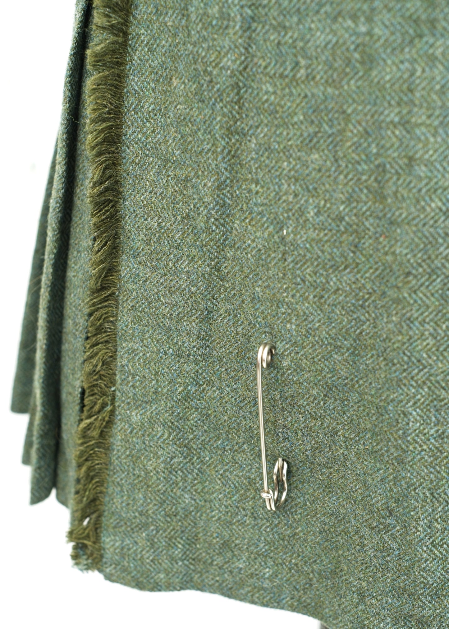 Preloved Traditional Scottish Sage Green Wool Tweed Kilt