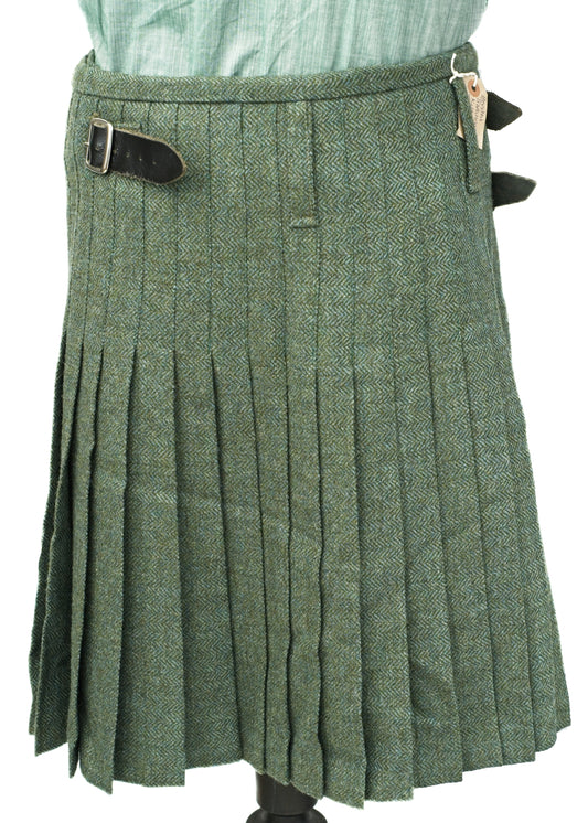 Preloved Traditional Scottish Sage Green Wool Tweed Kilt