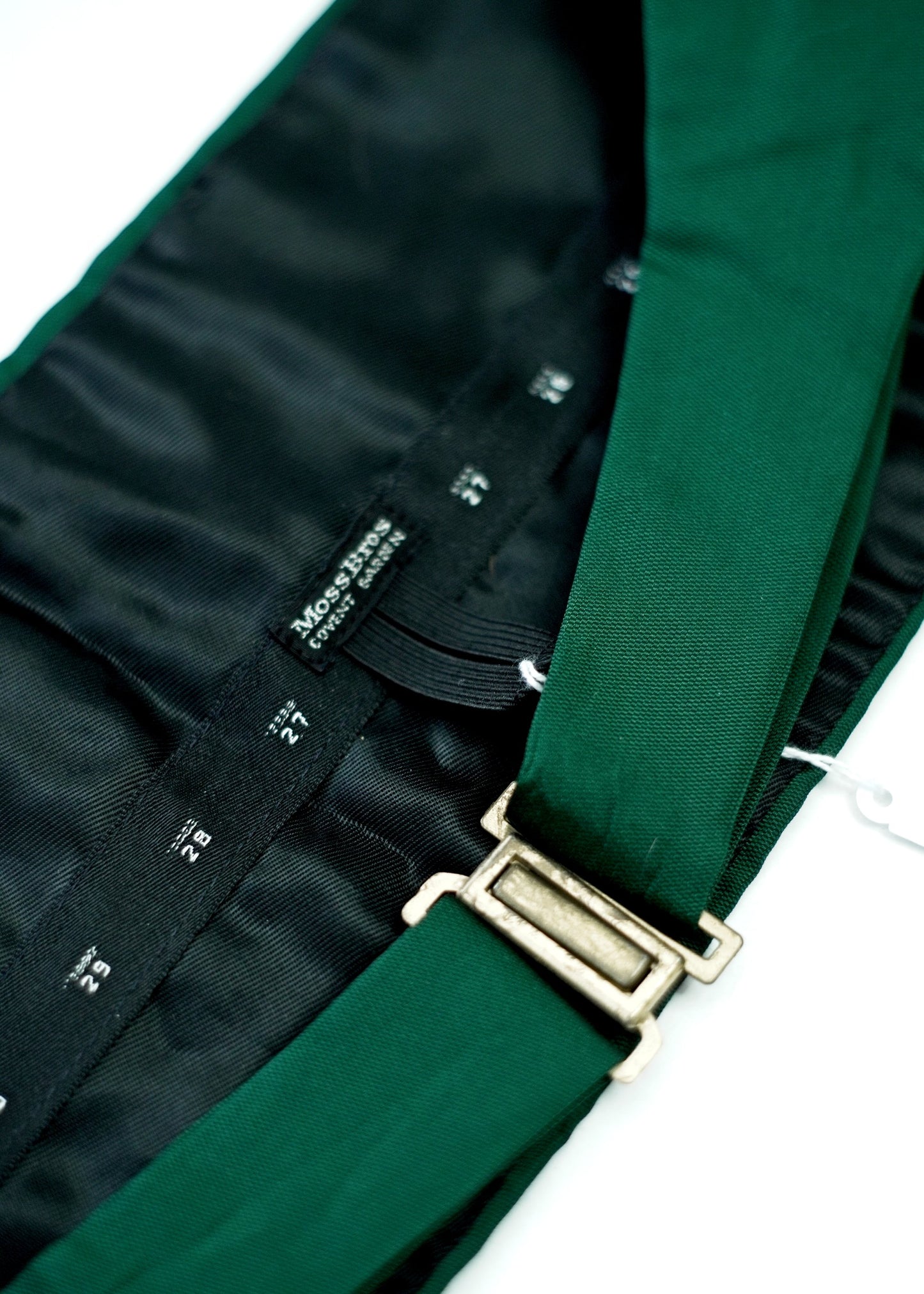 1970s Vintage Moss Bros Emerald Green Adjustable Cummerbund