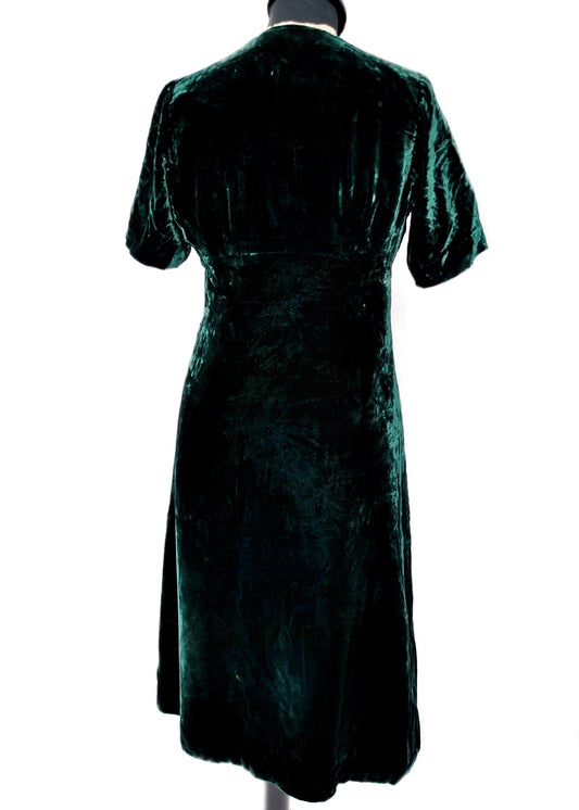 Vintage Green Velvet Mod Mini Dress • 60s