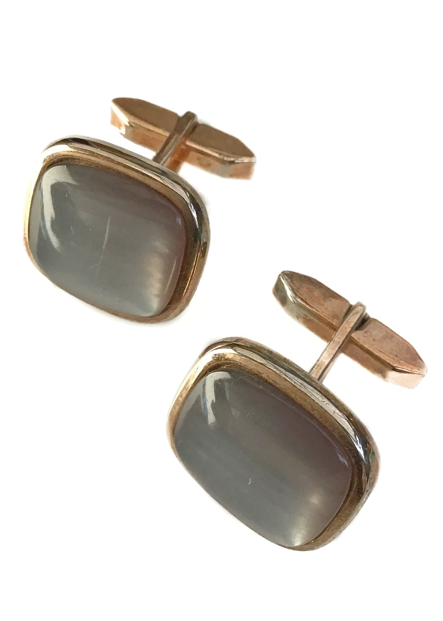 grey moonstone goldtone cufflinks vintage