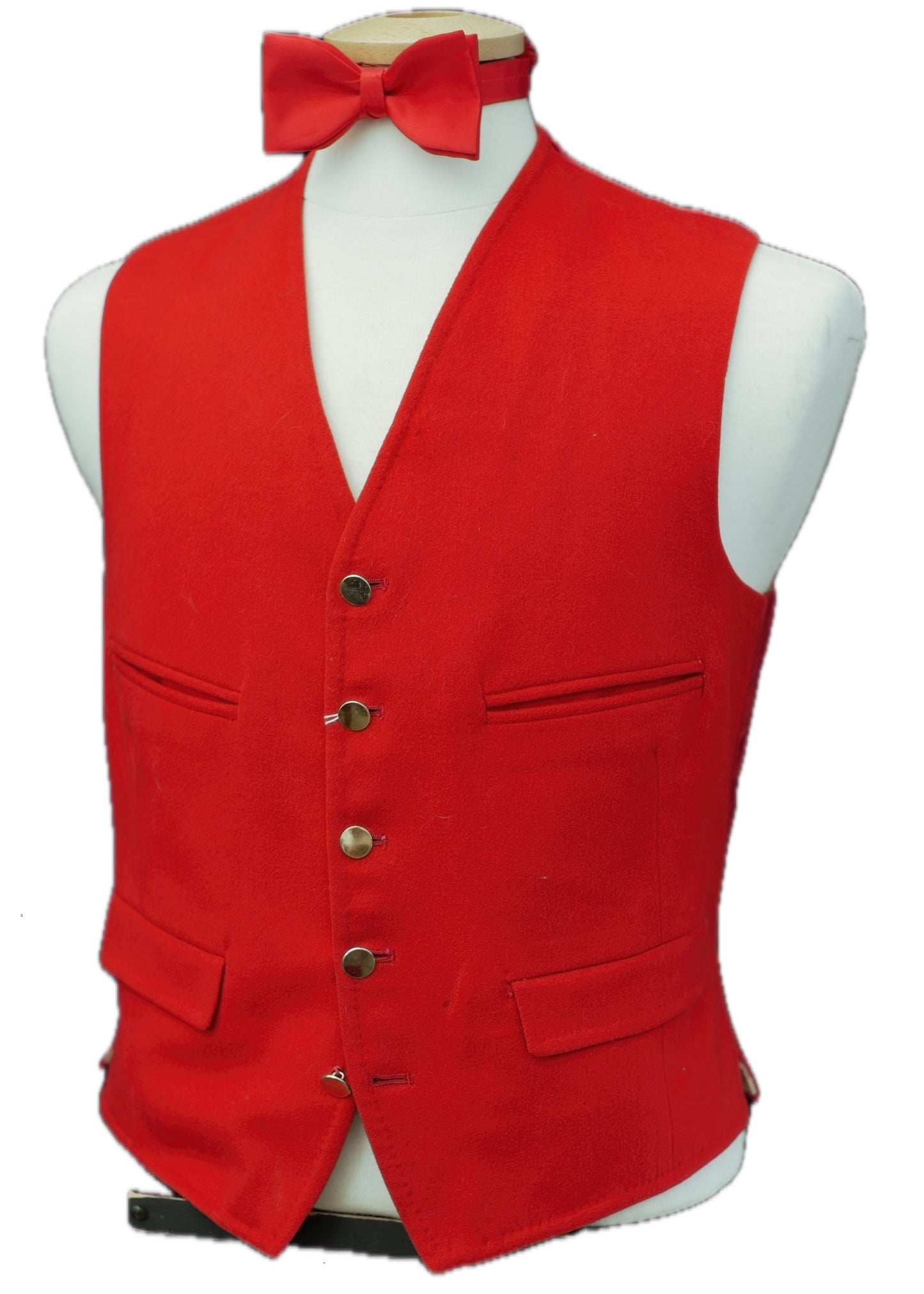 Classic Red Wool Doeskin Hunting Waistcoat Vest by Hornes