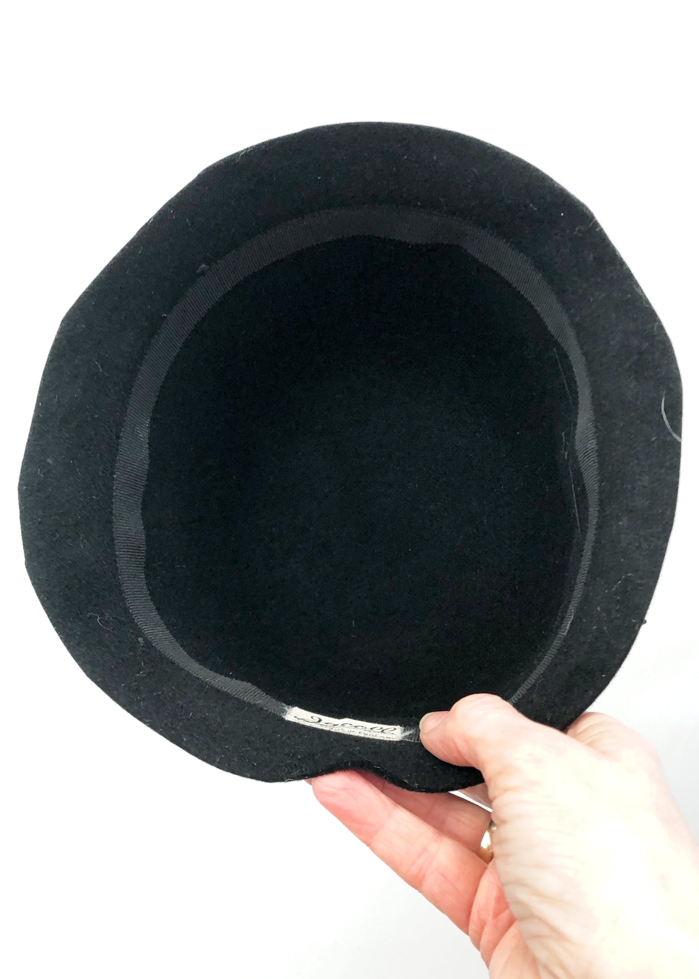 Vintage 60s Jacoll Black Felt Cloche Hat