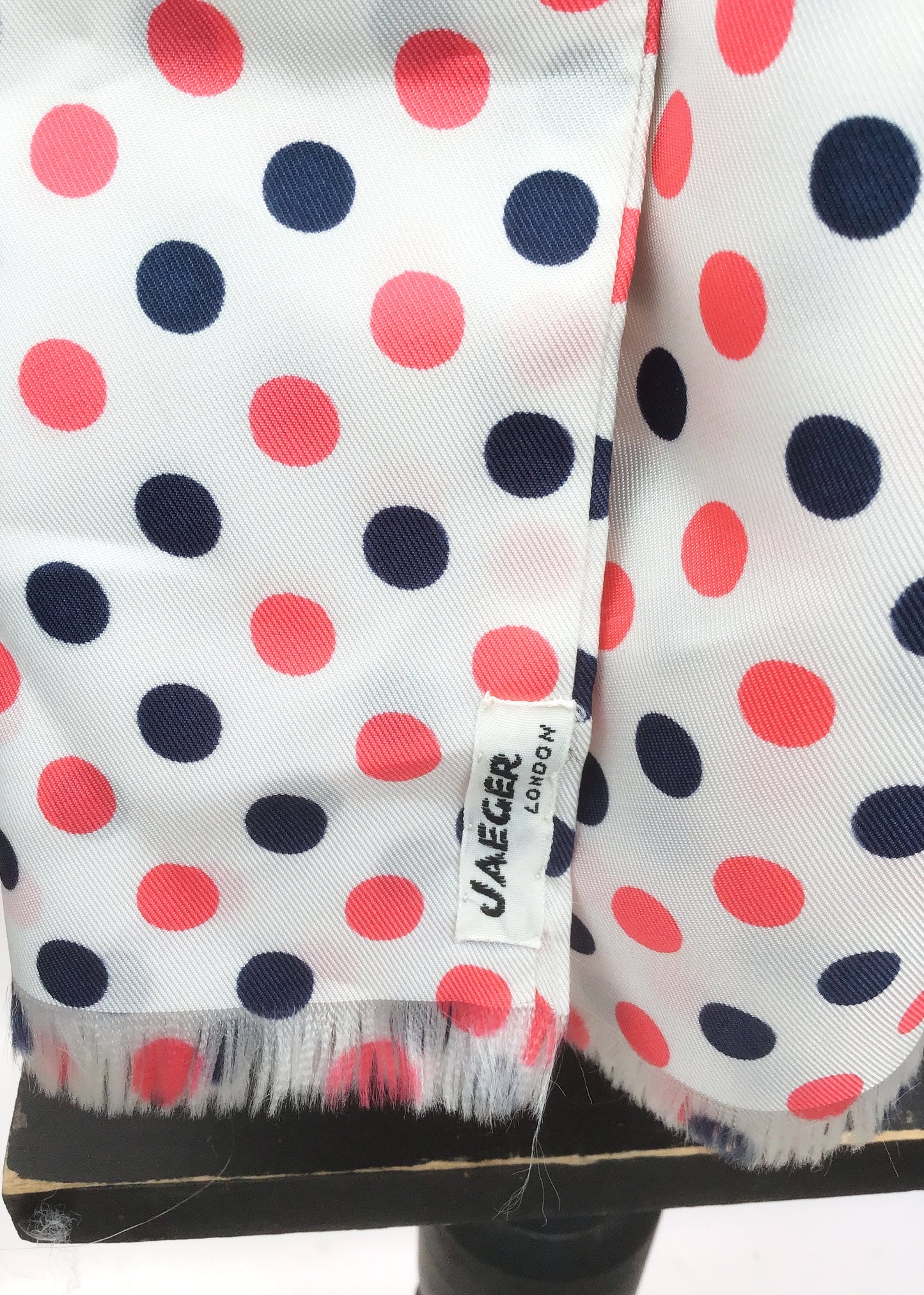 Vintage 1960s Silk Polka Dot Pillbox Hat & Scarf Set by Jaeger