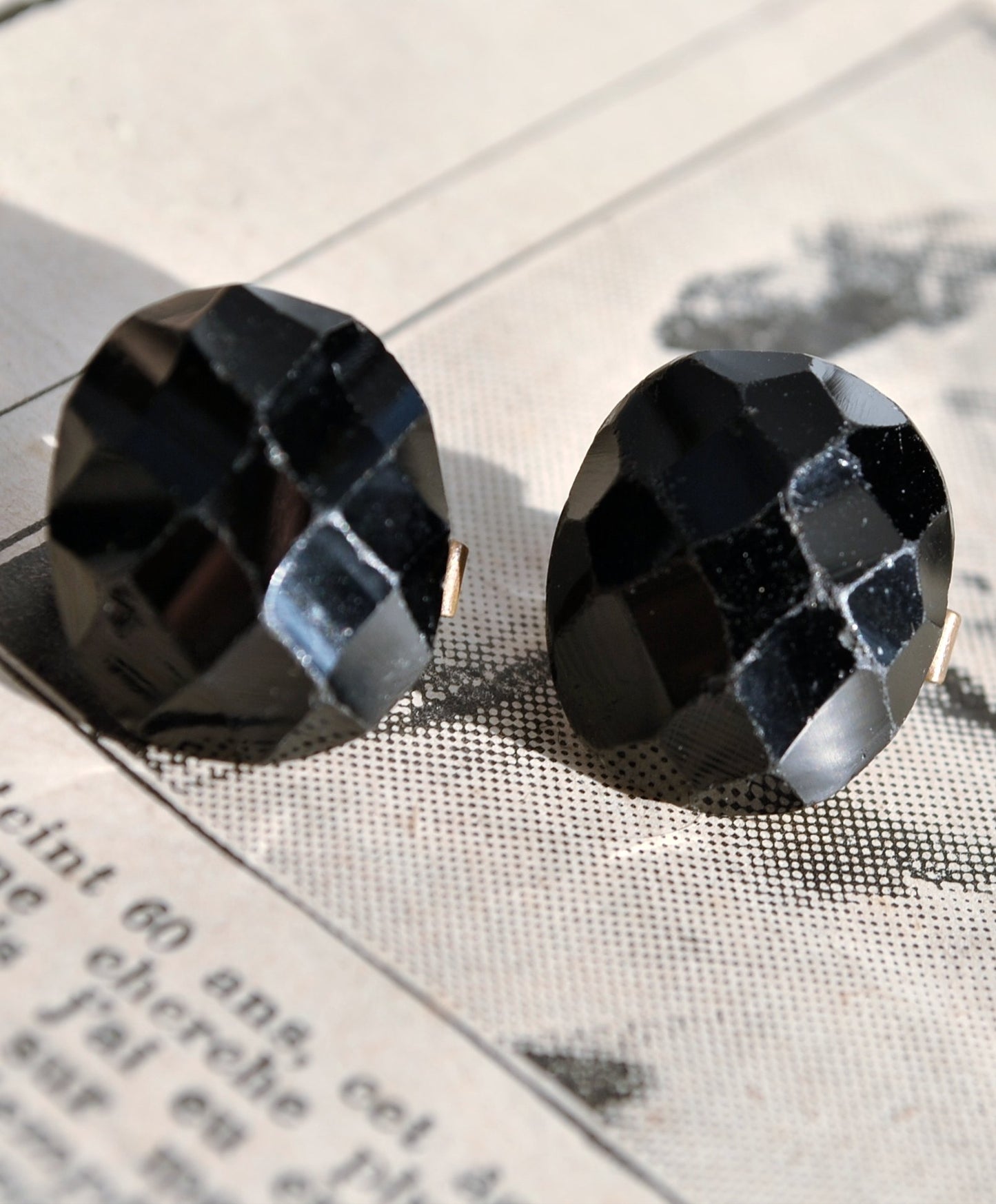 Antique Faceted French Jet Glass Cufflinks • Reading's Patent