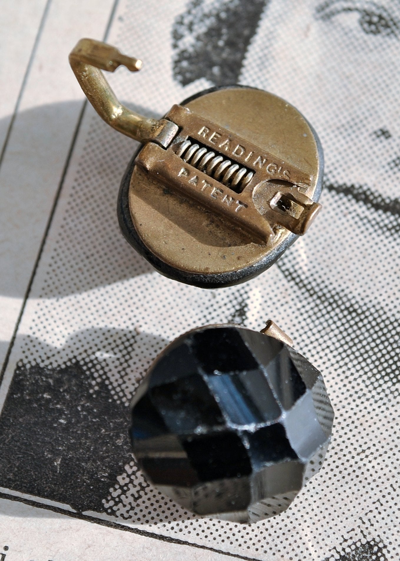 Antique Faceted French Jet Glass Cufflinks • Reading's Patent