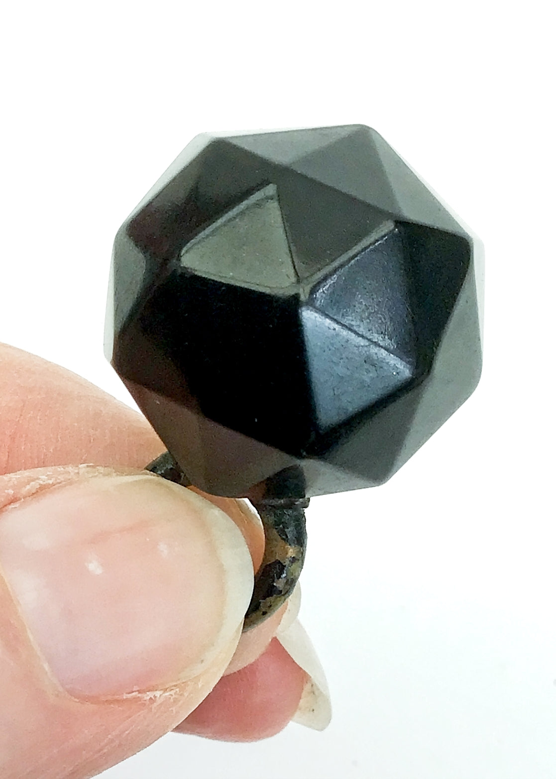 Antique Whitby Jet Faceted Watch Fob • Victorian Mourning Fob