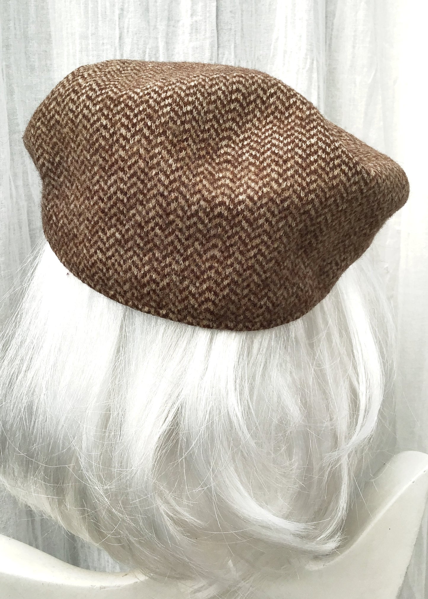 Classic Herringbone Rust Wool Tweed Flat Cap