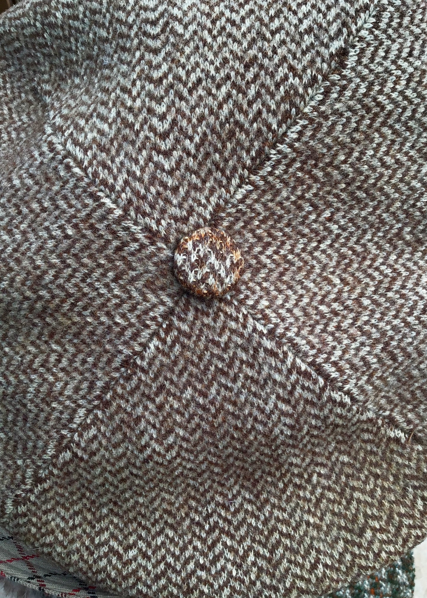 Classic Herringbone Rust Wool Tweed Flat Cap